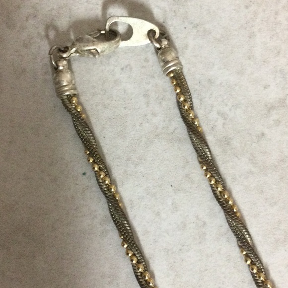 Triple strand twisted gold and silver necklace - Picture 5 of 6